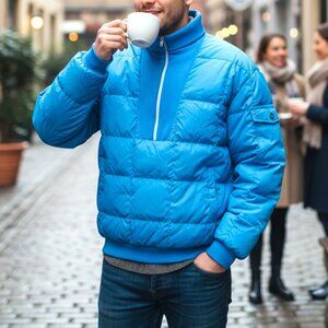 VTG Eddie Bauer Expedition Down Puffer Pullover Jacket Teal Aqua Made in Toronto